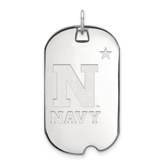 10k White Gold U.S. Naval Academy Large 'N' with Star Dog Tag Pendant